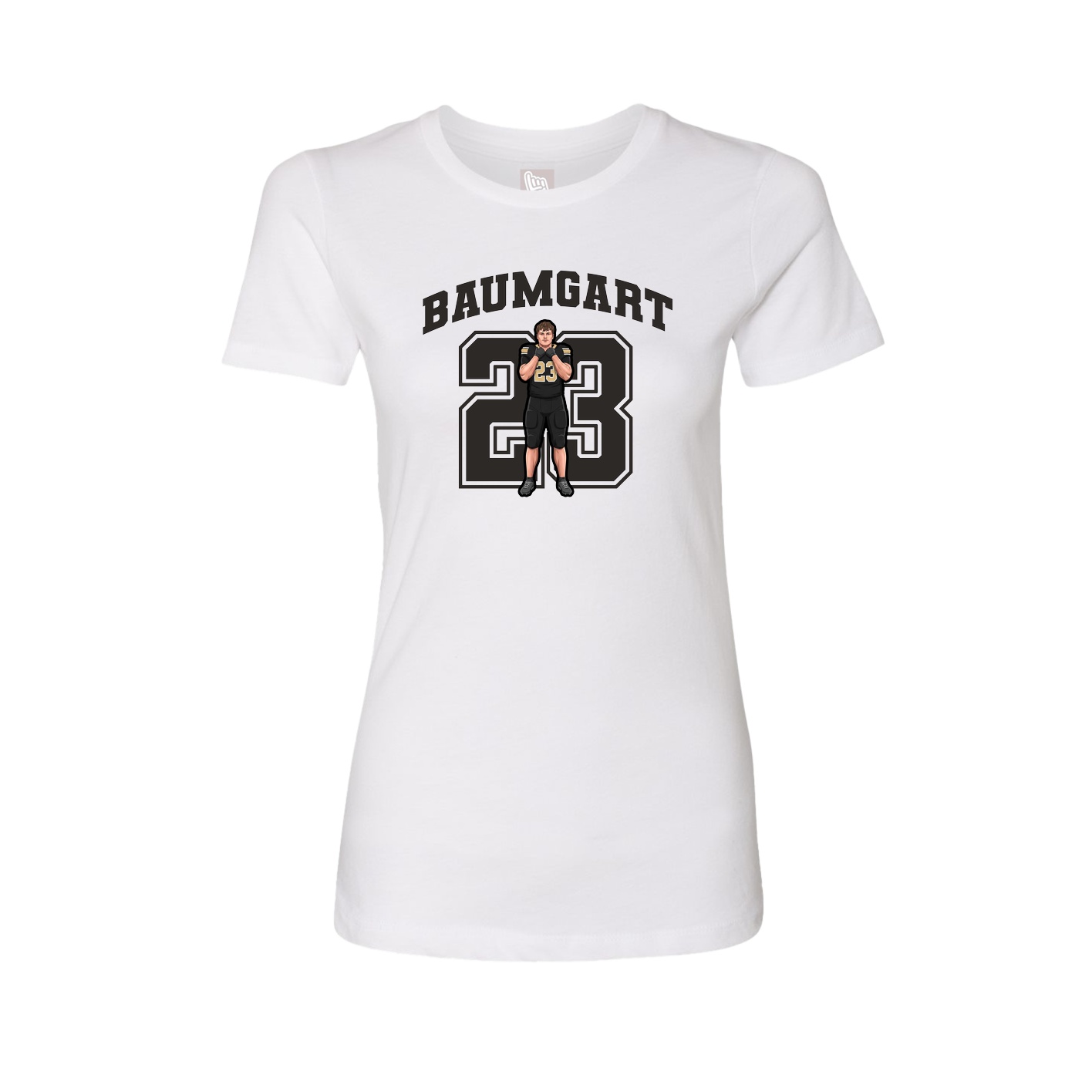 Fitted Women's Tee — Number in White
