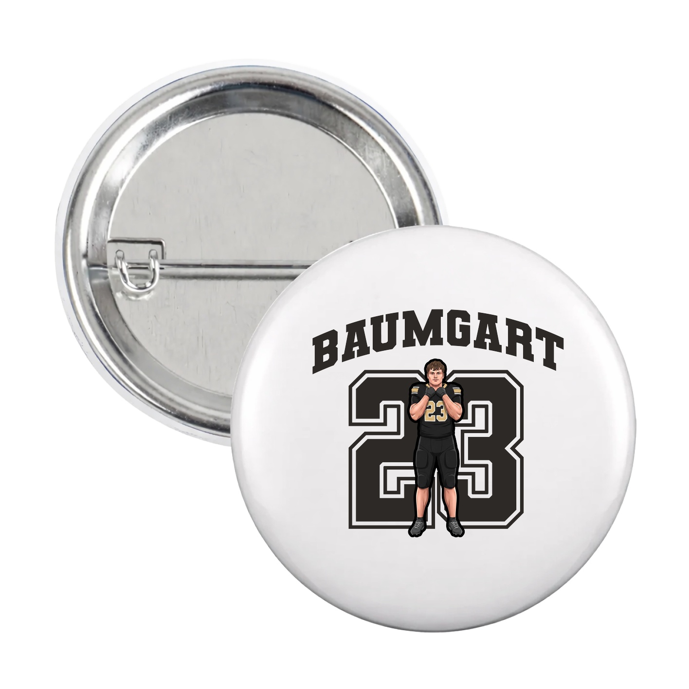 Game Day Button — Number in White