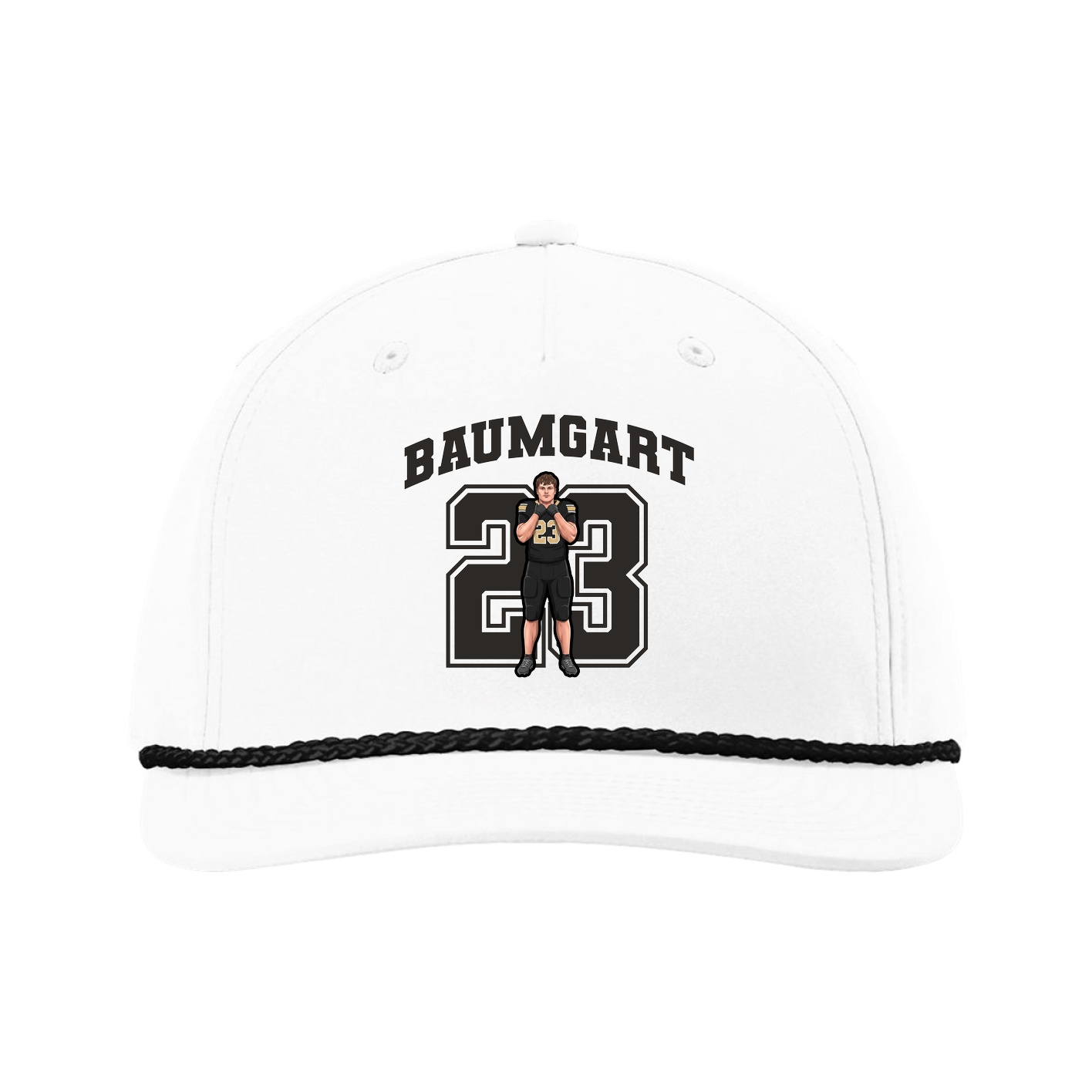 Five-Panel Classic Rope Cap — Number in White