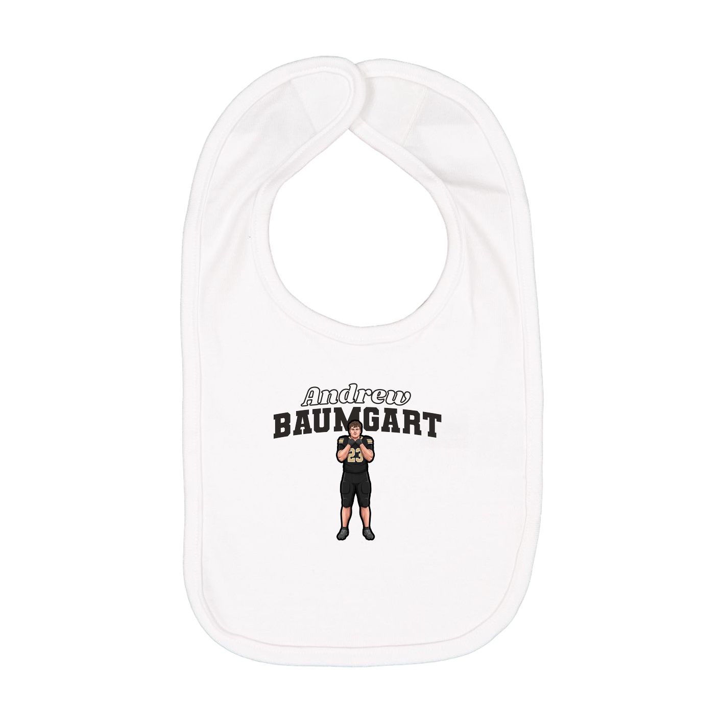 Infant Bib — Name Arch in White