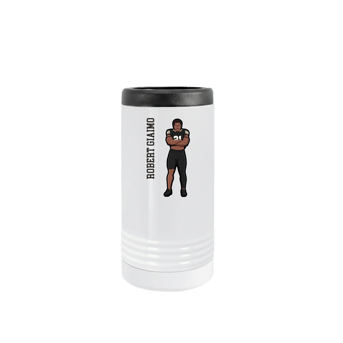Slim Beverage Holder — Name Vertical in White