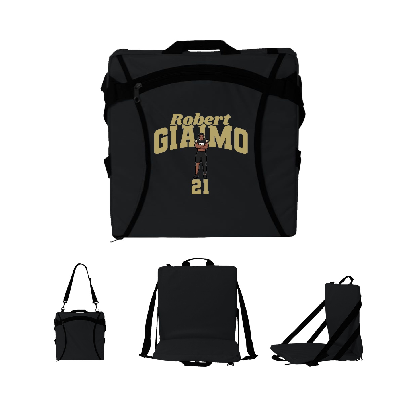 Folding Stadium Seat — Signature Arch in Black