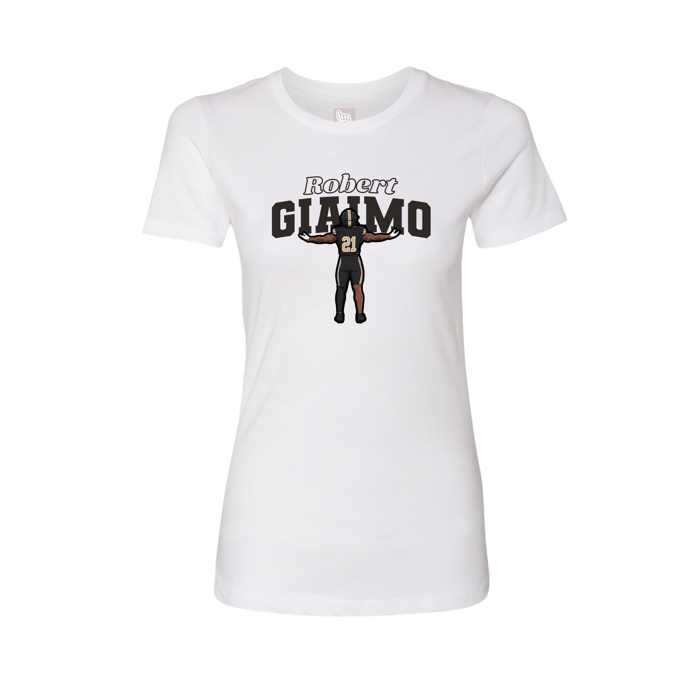 Fitted Women's Tee — Name Arch in White