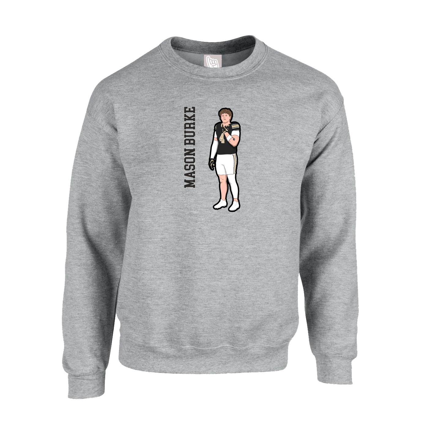 Fleece Crew — Name Vertical in Grey