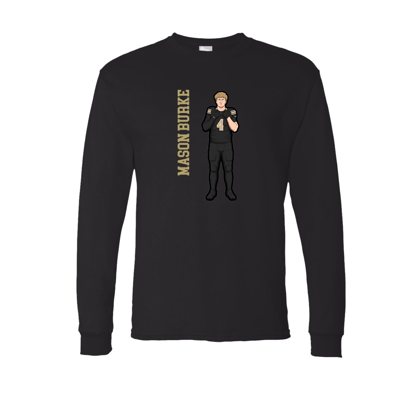 Long Sleeve Tee — Name Vertical in Black
