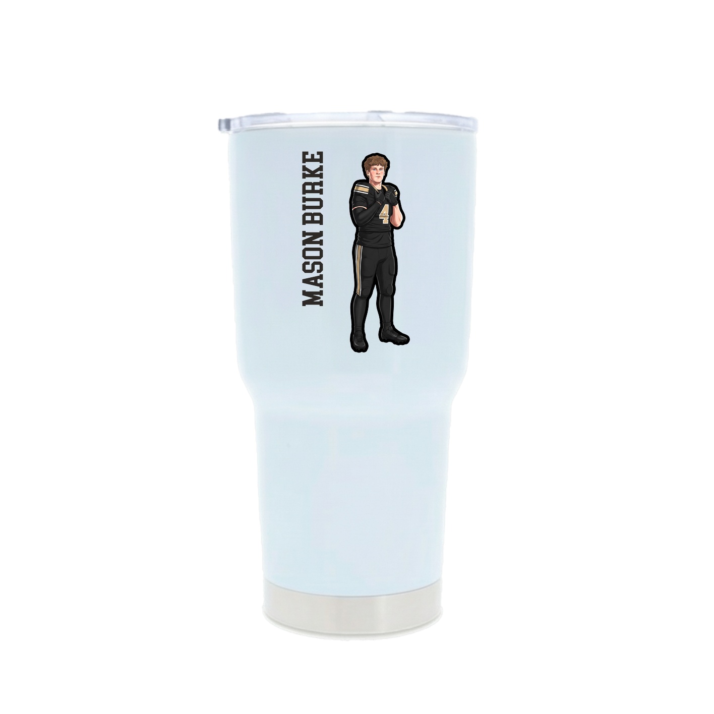 30oz Stainless Steel Tumbler — Name Vertical in White