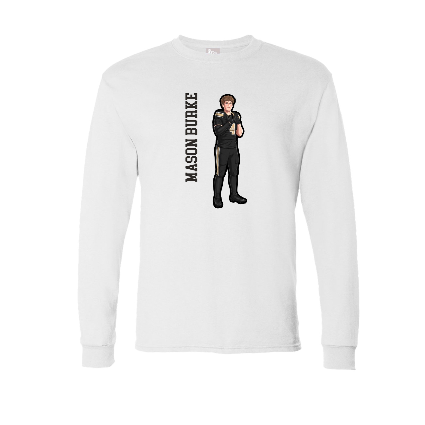 Long Sleeve Tee — Name Vertical in White