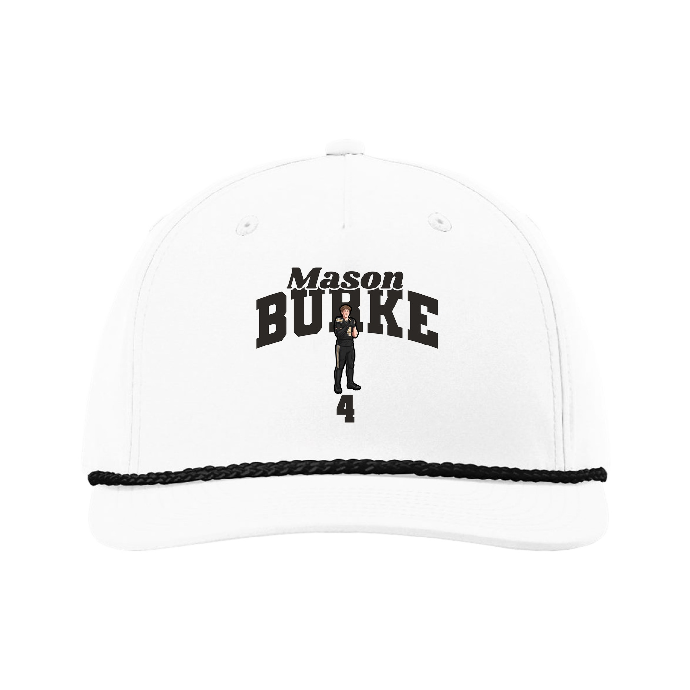 Five-Panel Classic Rope Cap — Signature Arch in White