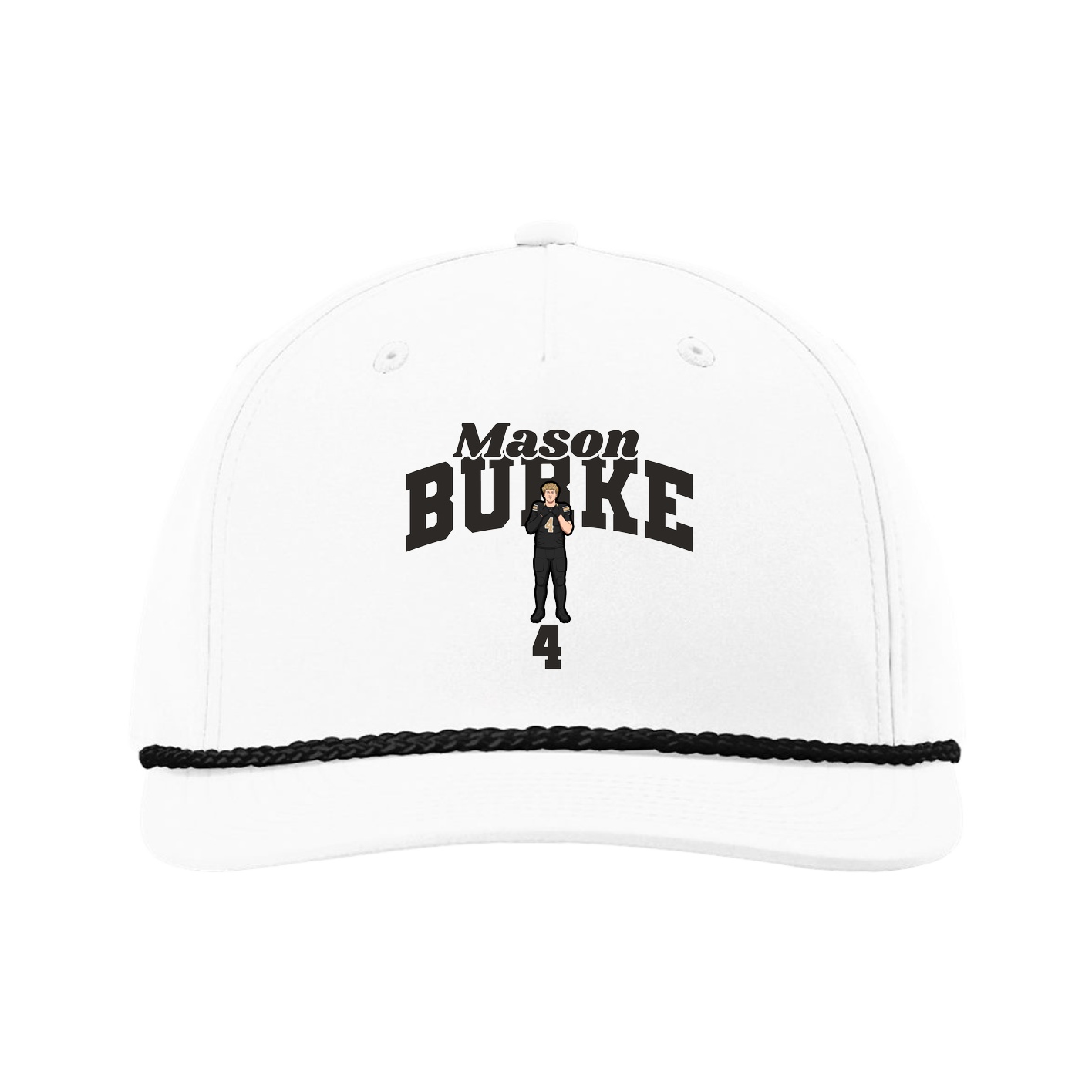 Five-Panel Classic Rope Cap — Signature Arch in White