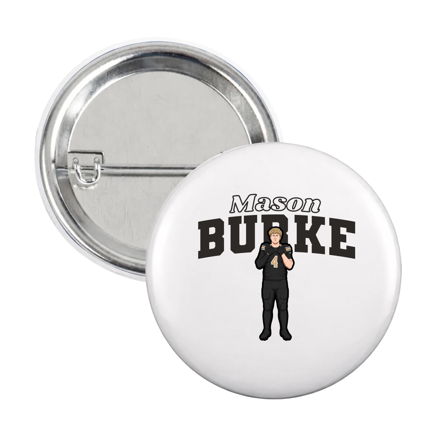 Game Day Button — Name Arch in White
