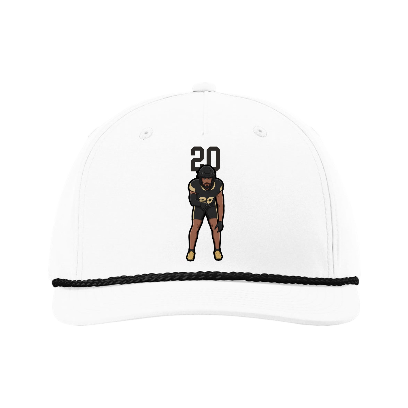 Five-Panel Classic Rope Cap — Number Top in White