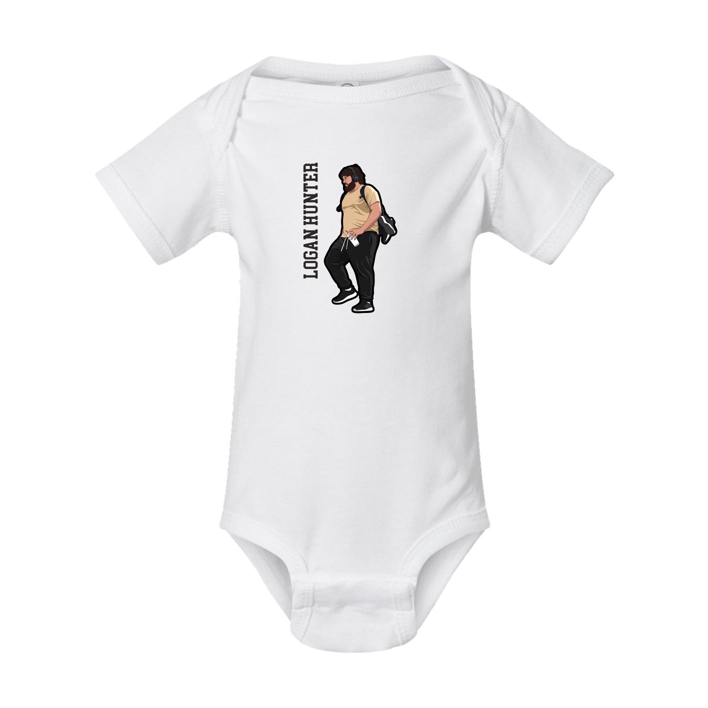 Baby Onesie — Name Vertical in White