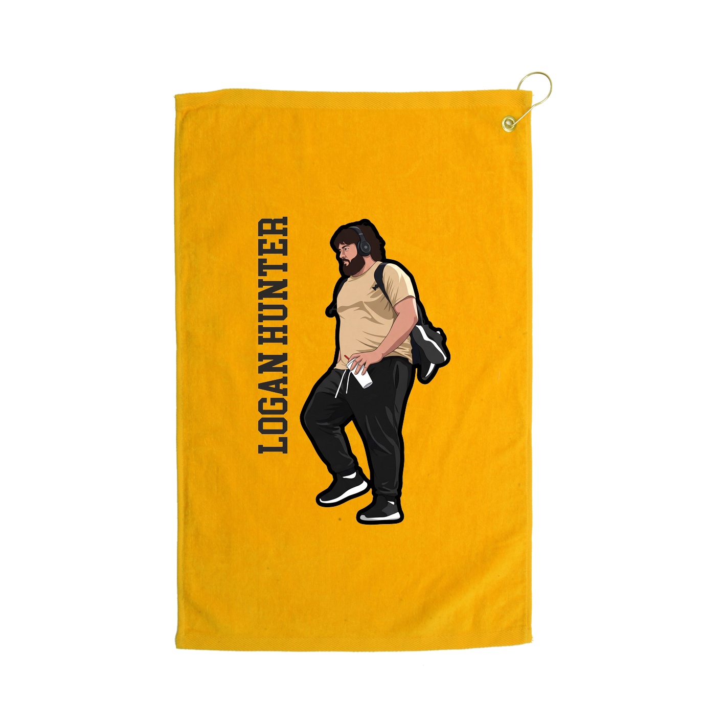 Golf Towel — Name Vertical in Gold