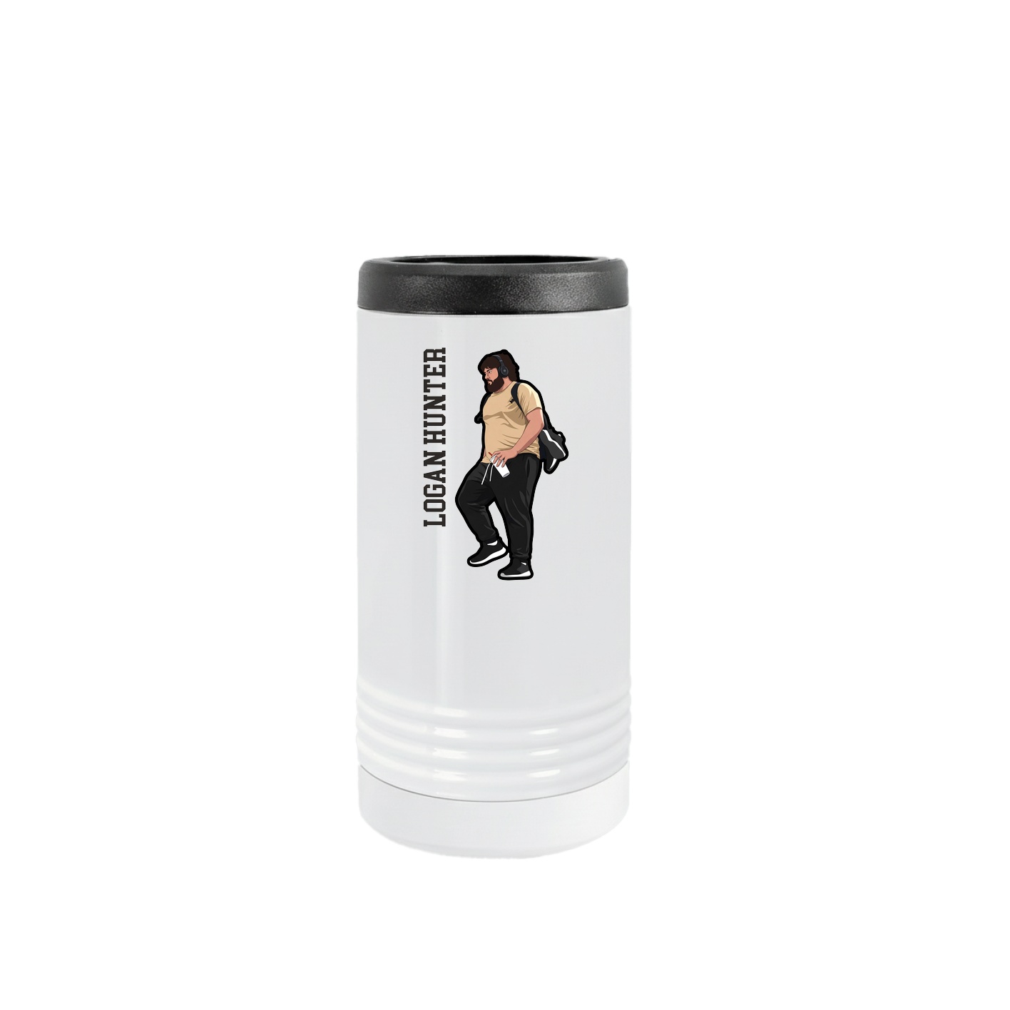 Slim Beverage Holder — Name Vertical in White