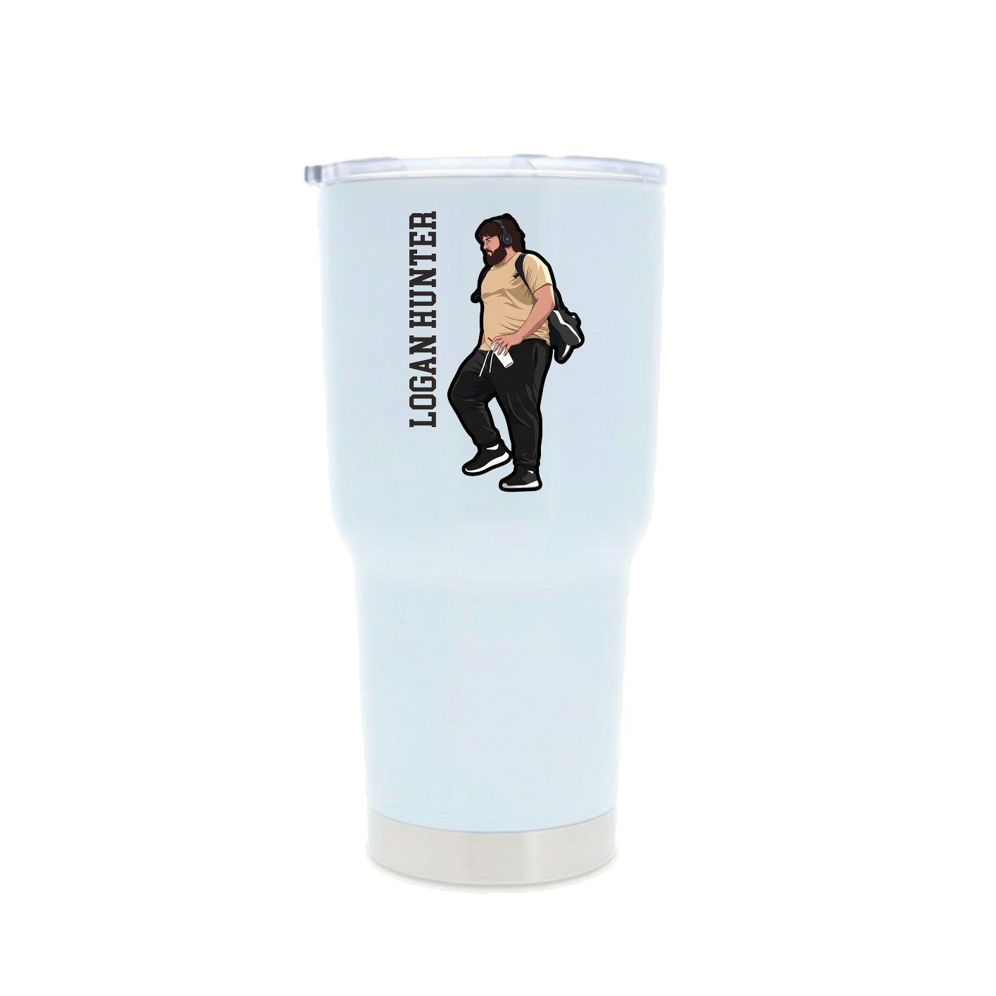 30oz Stainless Steel Tumbler — Name Vertical in White