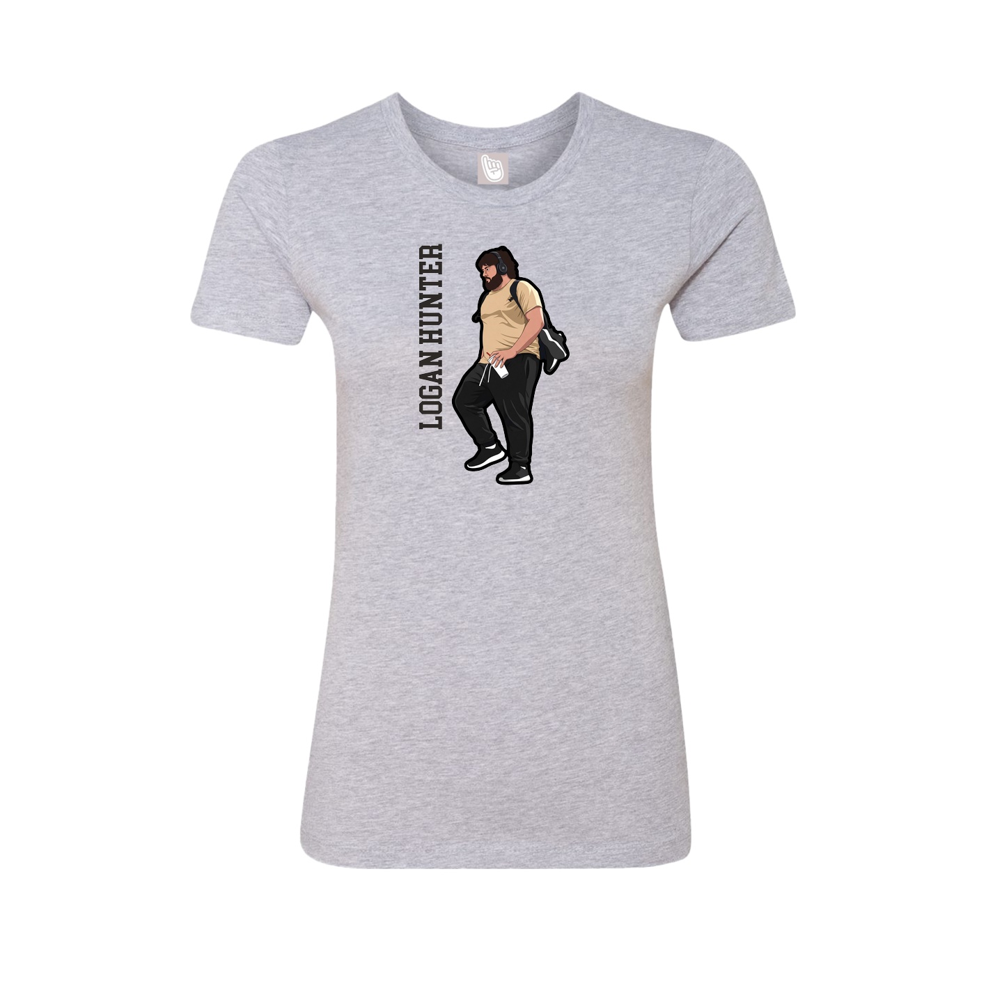 Fitted Women's Tee — Name Vertical in Grey