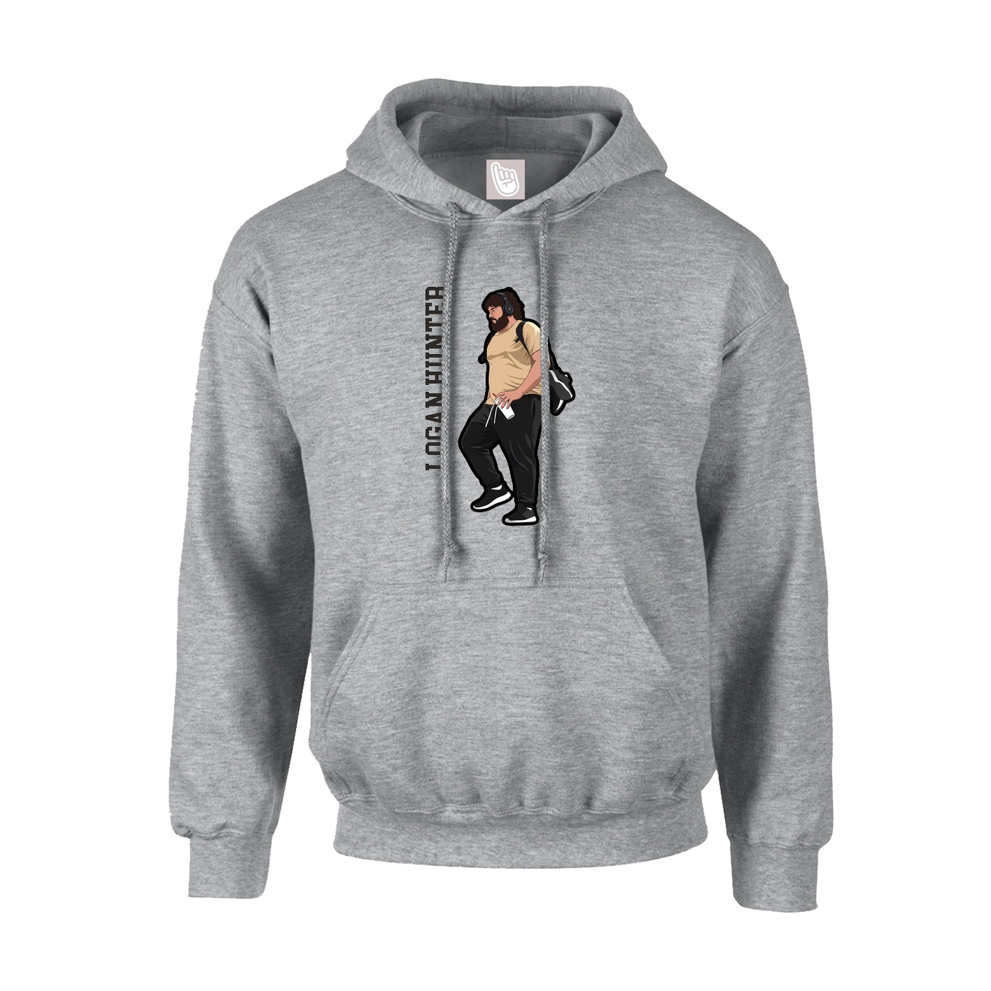 Hoodie — Name Vertical in Grey