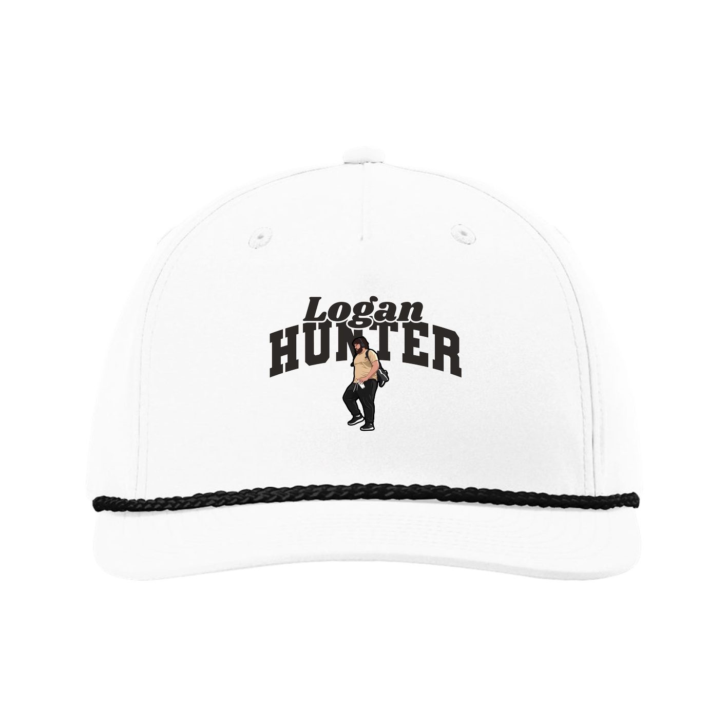 Five-Panel Classic Rope Cap — Signature Arch in White