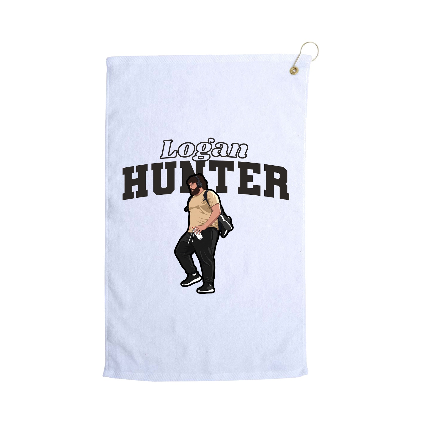 Golf Towel — Name Arch in White