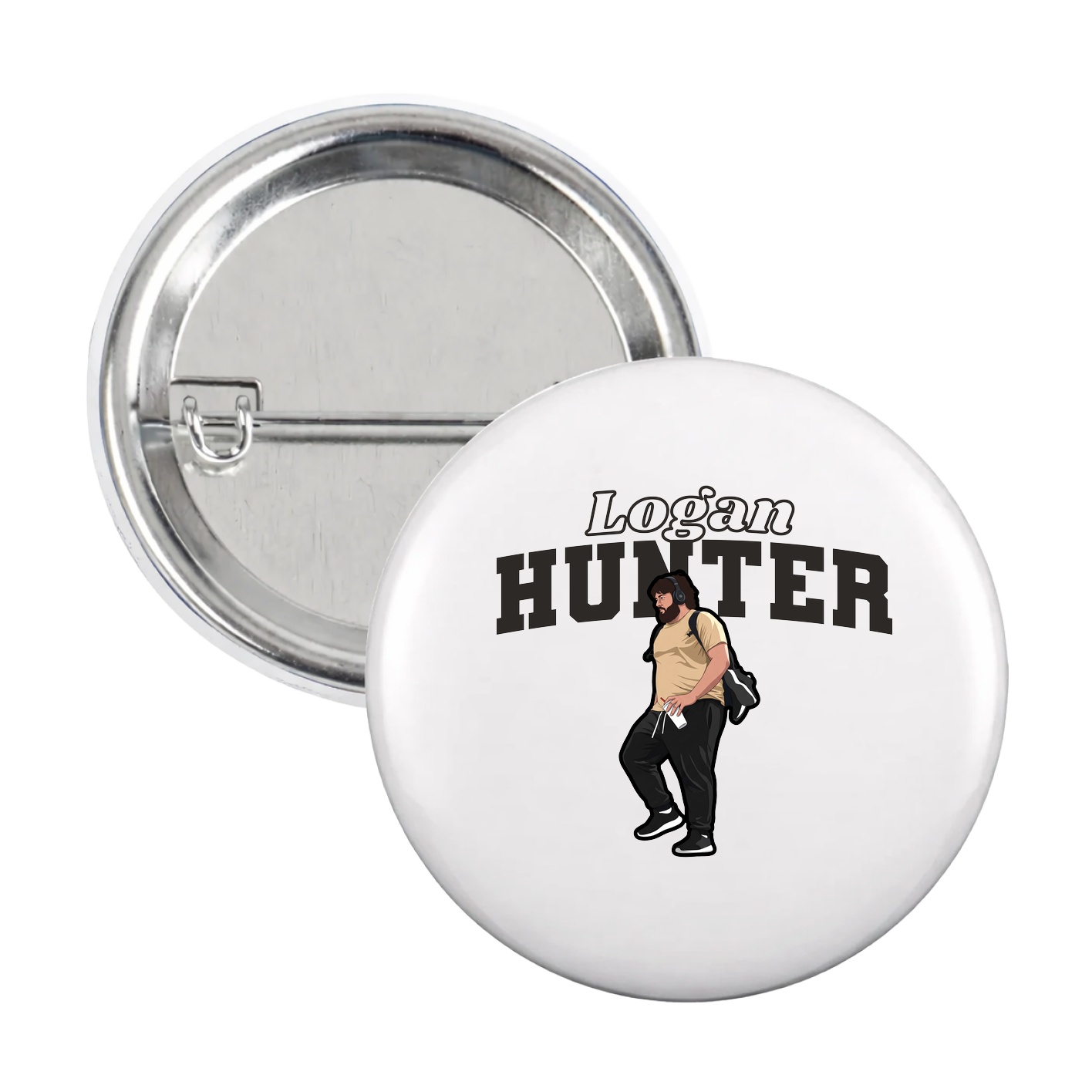 Game Day Button — Name Arch in White