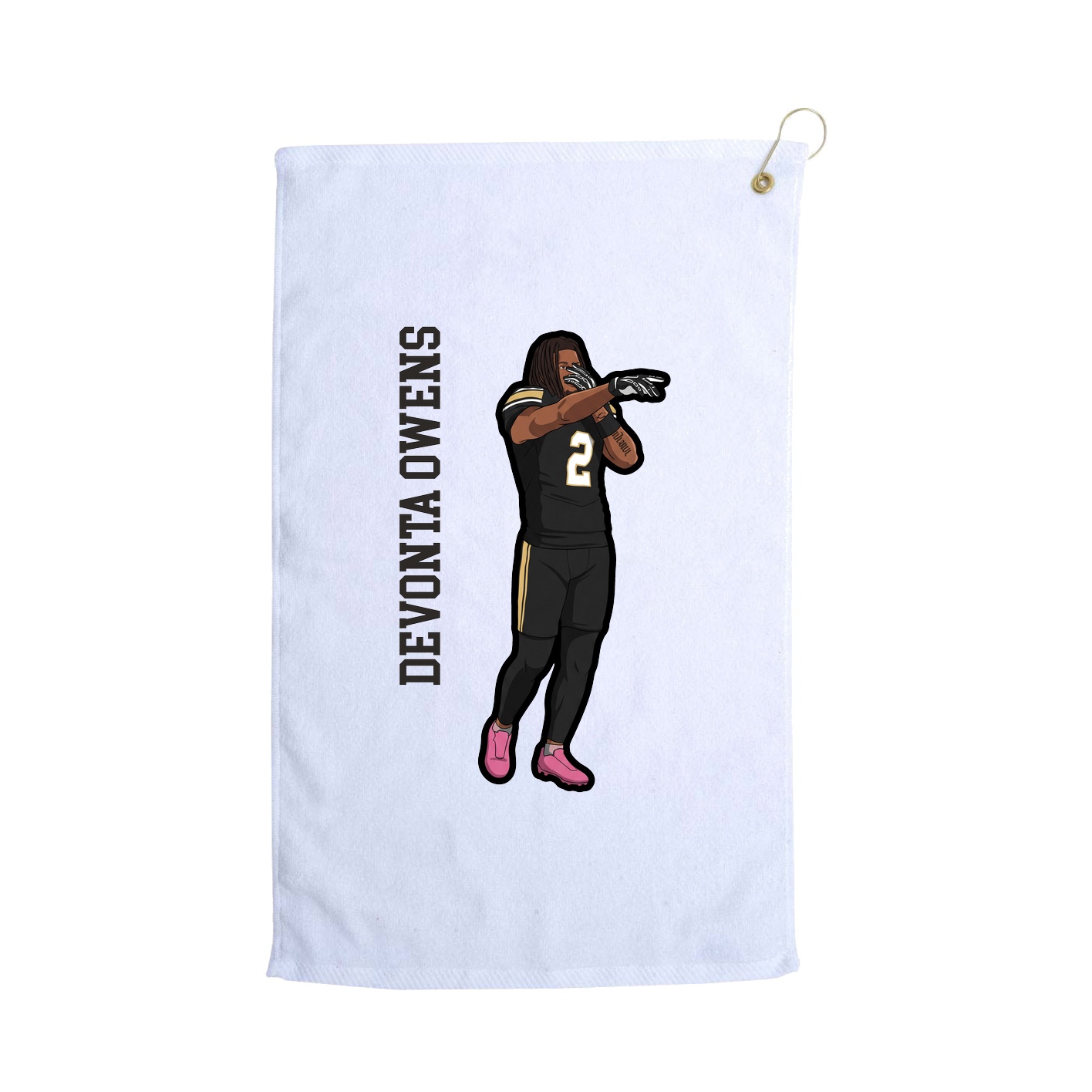 Golf Towel — Name Vertical in White