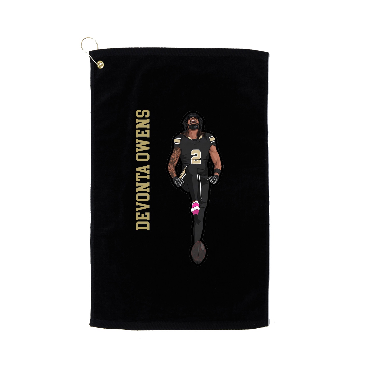 Golf Towel — Name Vertical in Black