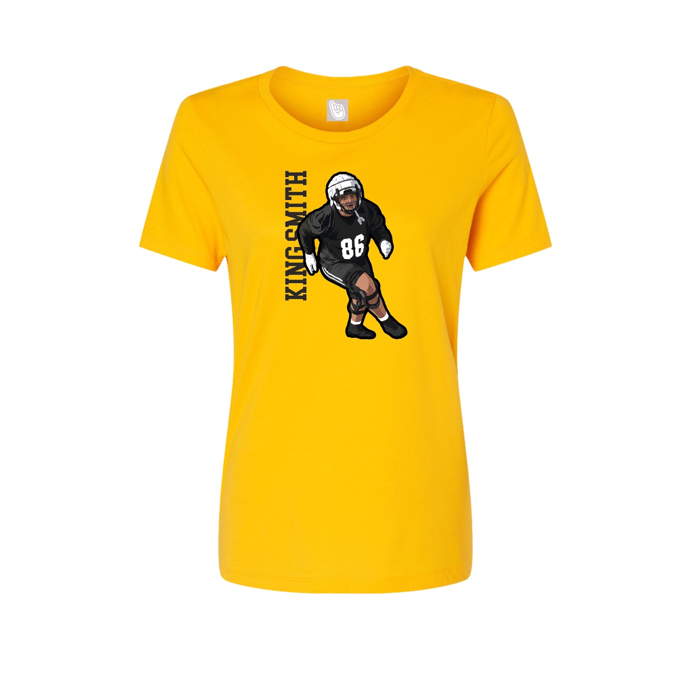 Fitted Women's Tee — Name Vertical in Gold