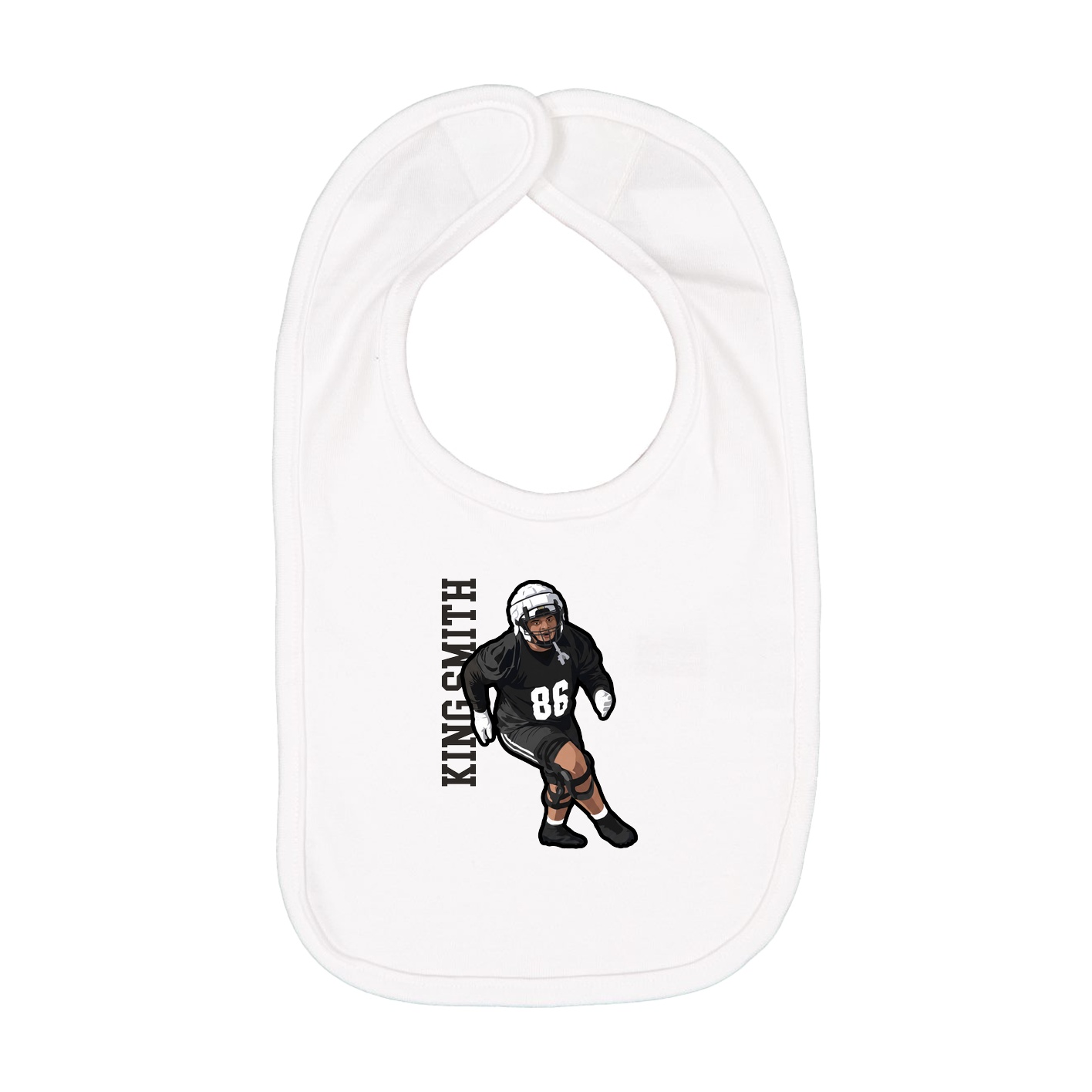 Infant Bib — Name Vertical in White
