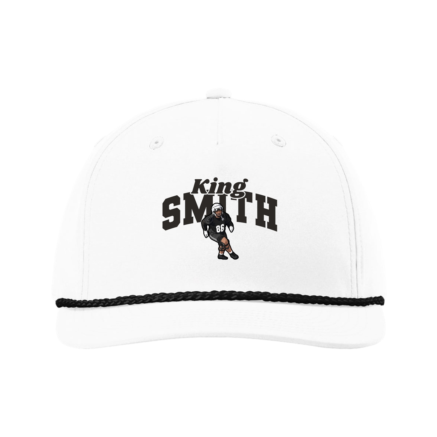 Five-Panel Classic Rope Cap — Signature Arch in White