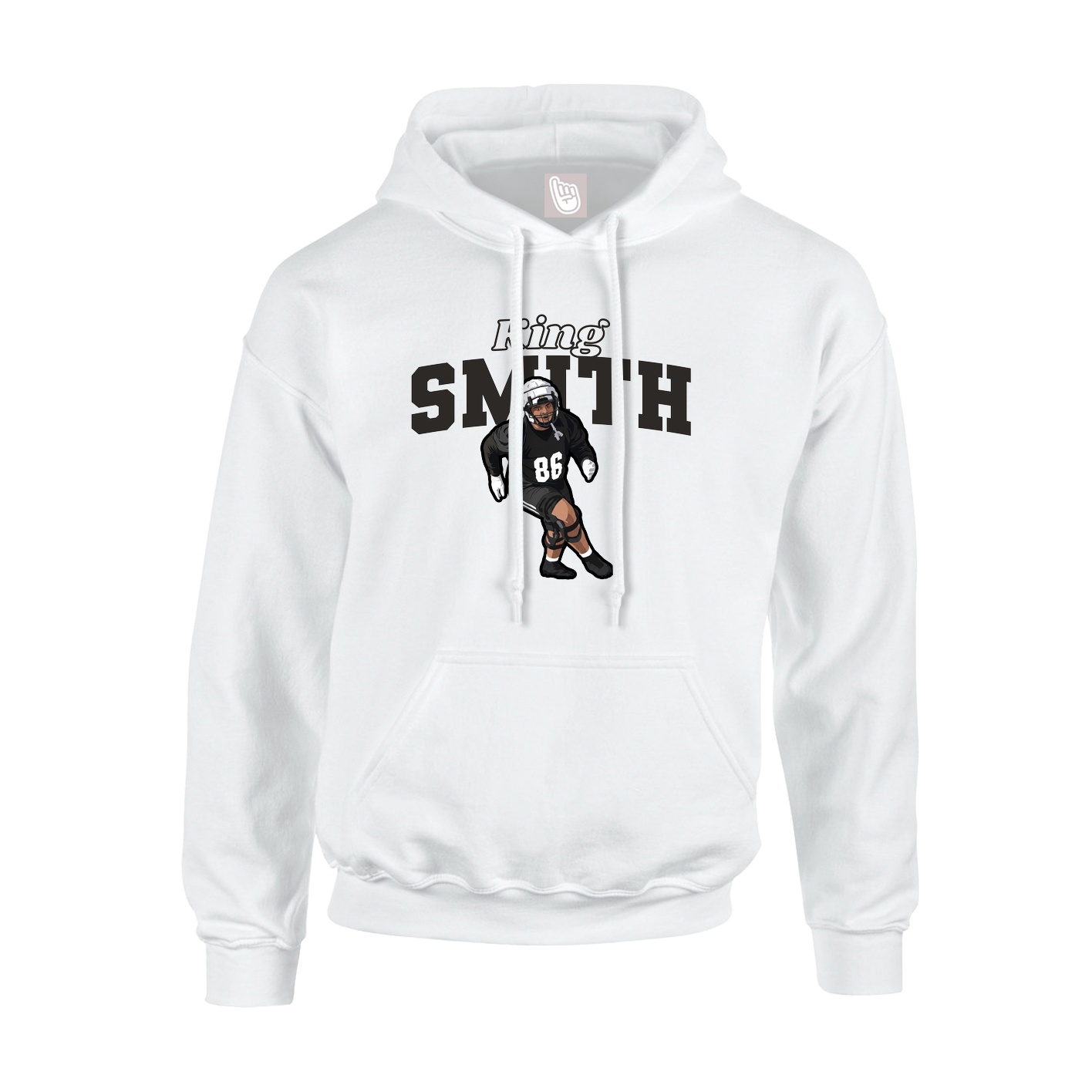 Youth Hoodie — Name Arch in White