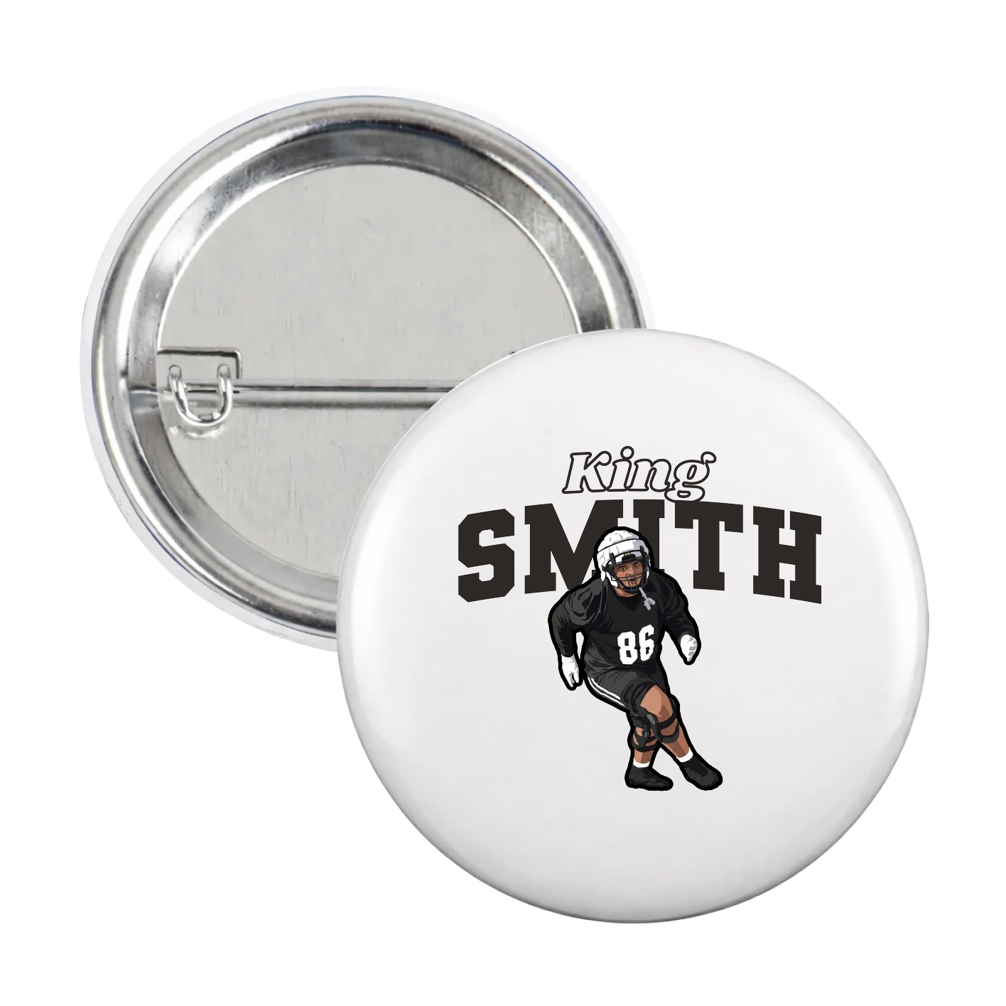 Game Day Button — Name Arch in White