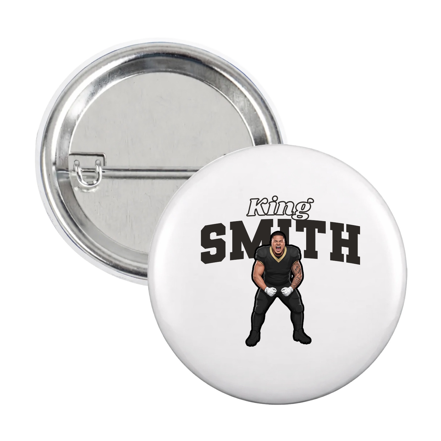 Game Day Button — Name Arch in White