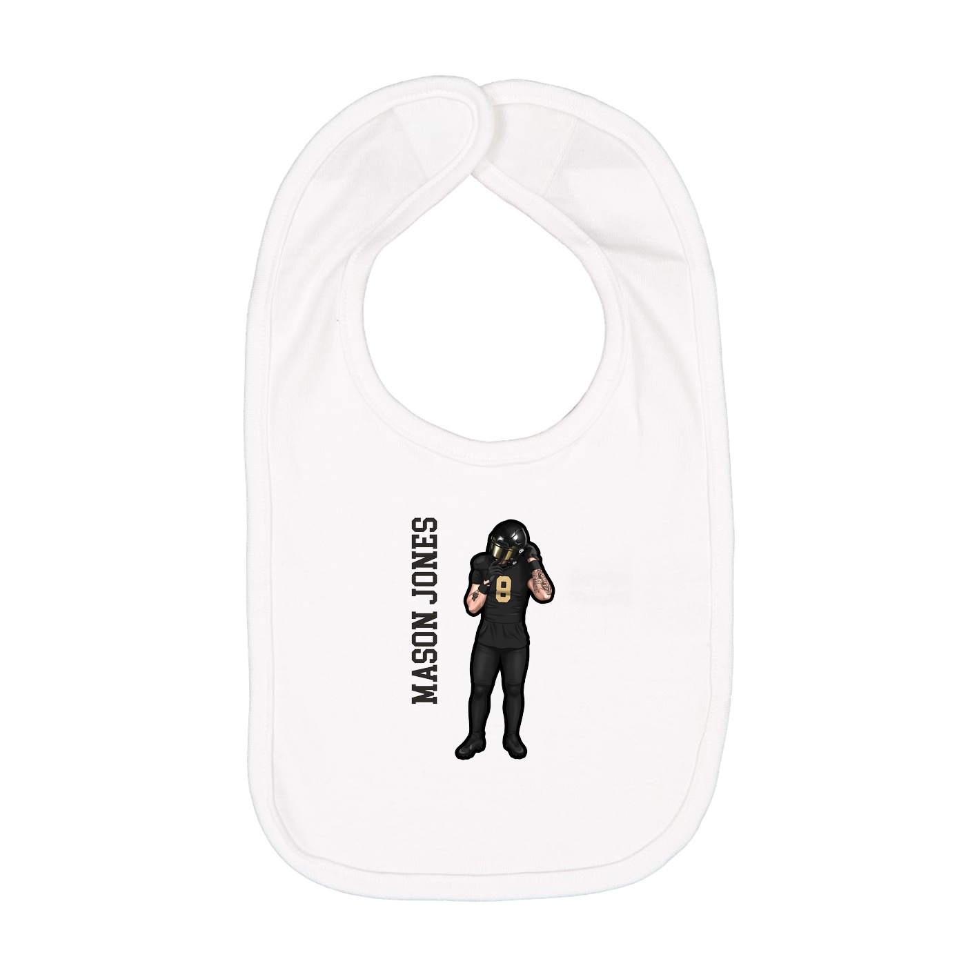 Infant Bib — Name Vertical in White