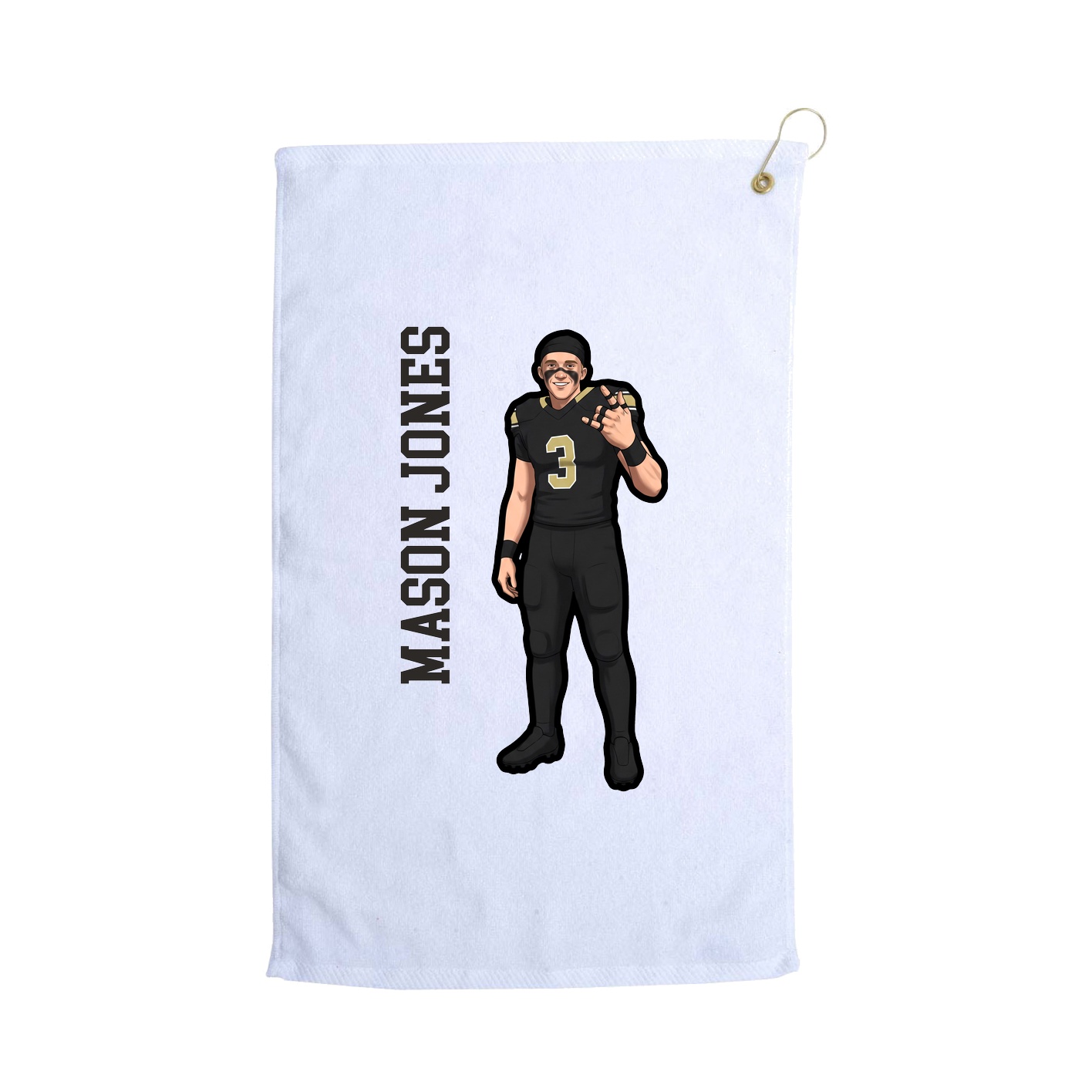 Golf Towel — Name Vertical in White