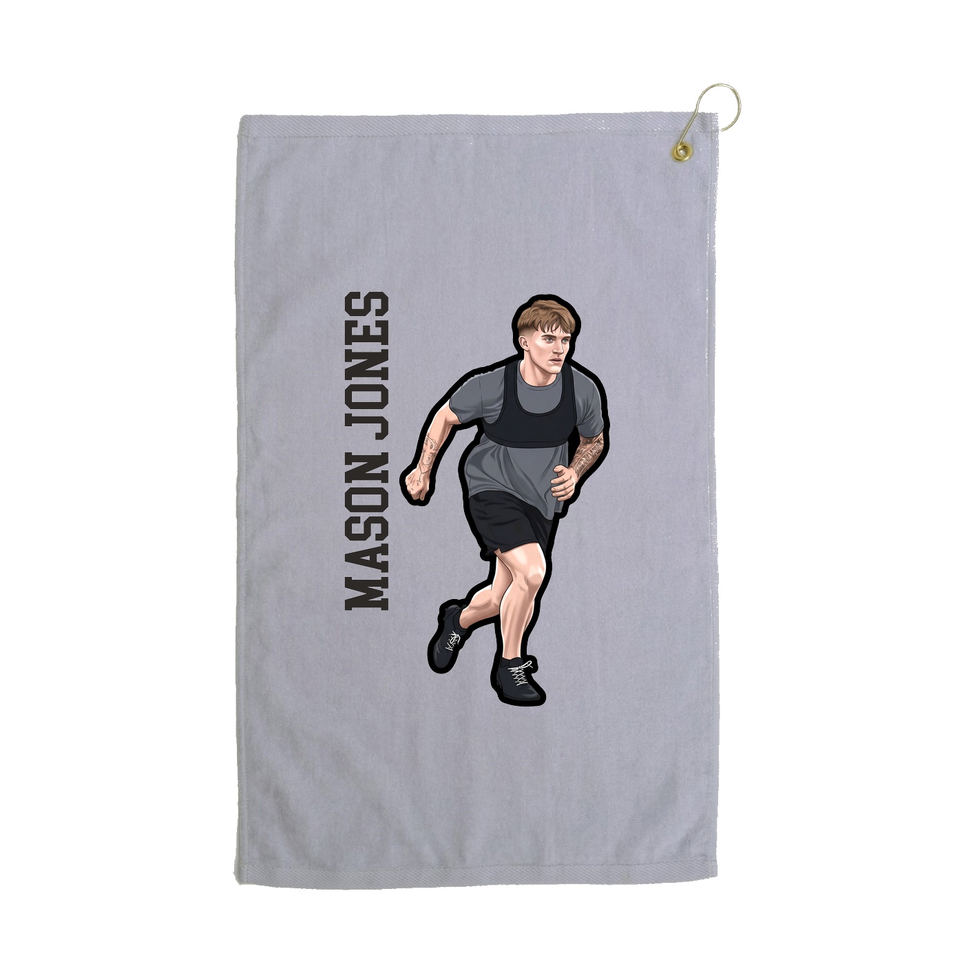 Golf Towel — Name Vertical in Grey