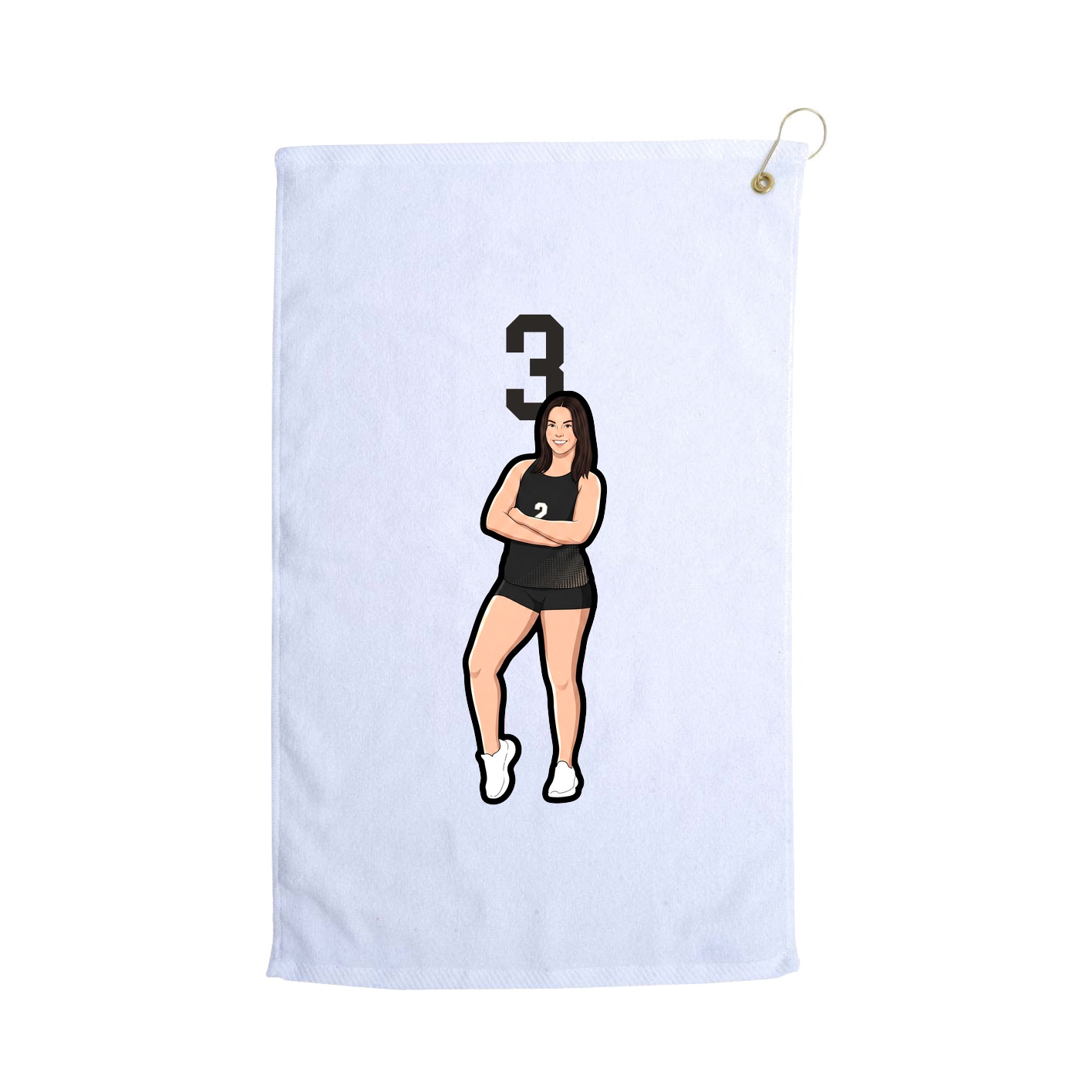 Golf Towel — Number Top in White