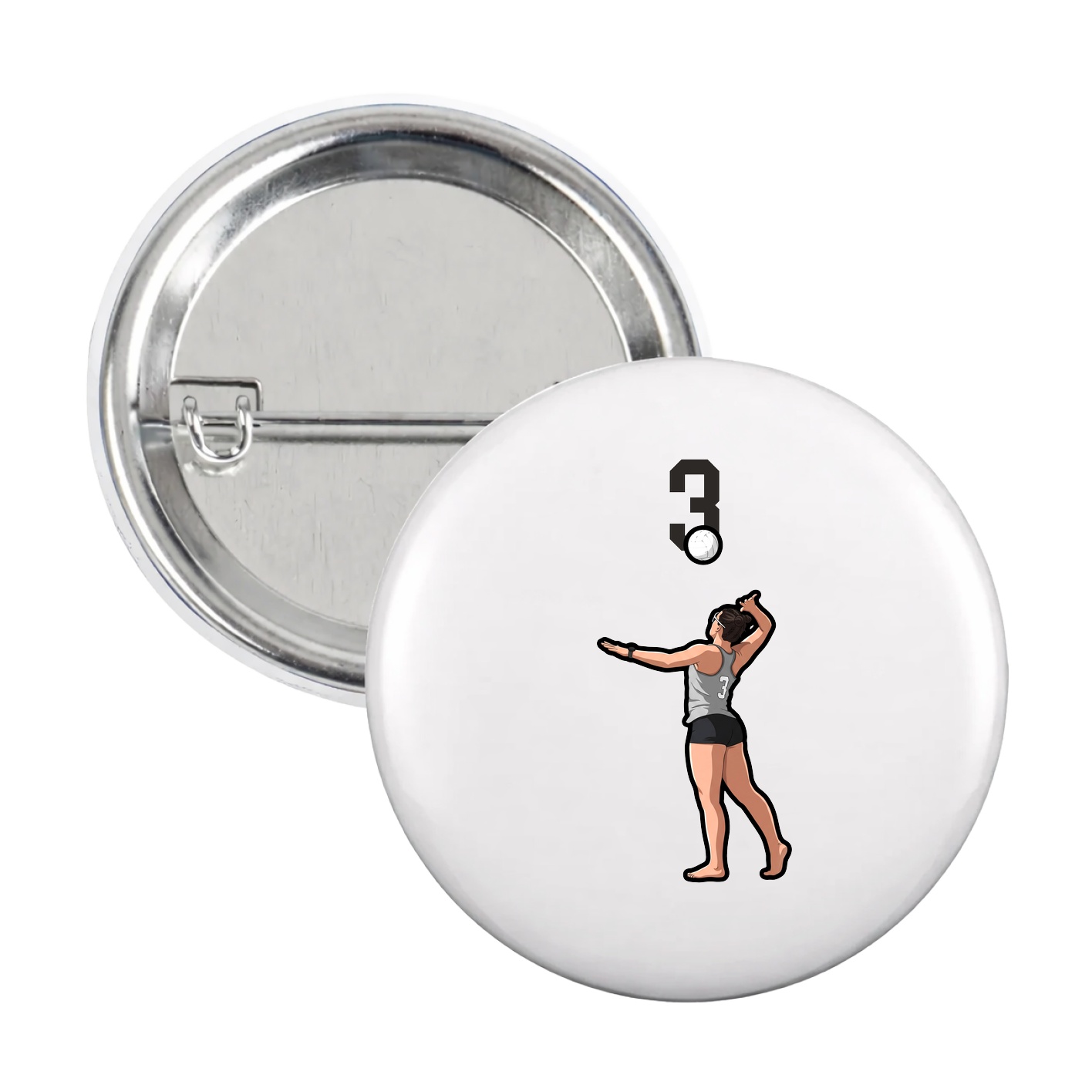 Game Day Button — Number Top in White