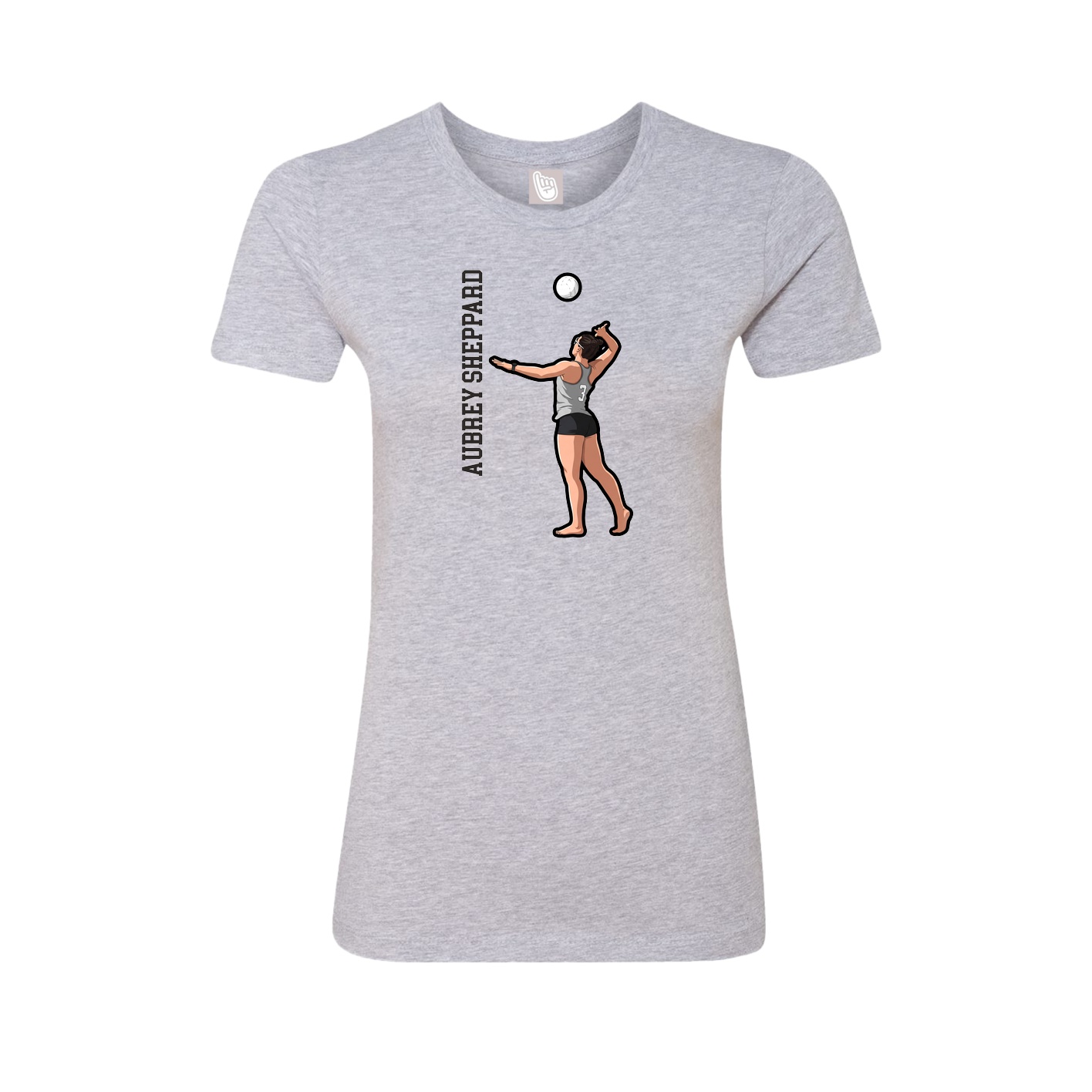 Womens Tee — Name Vertical in Grey
