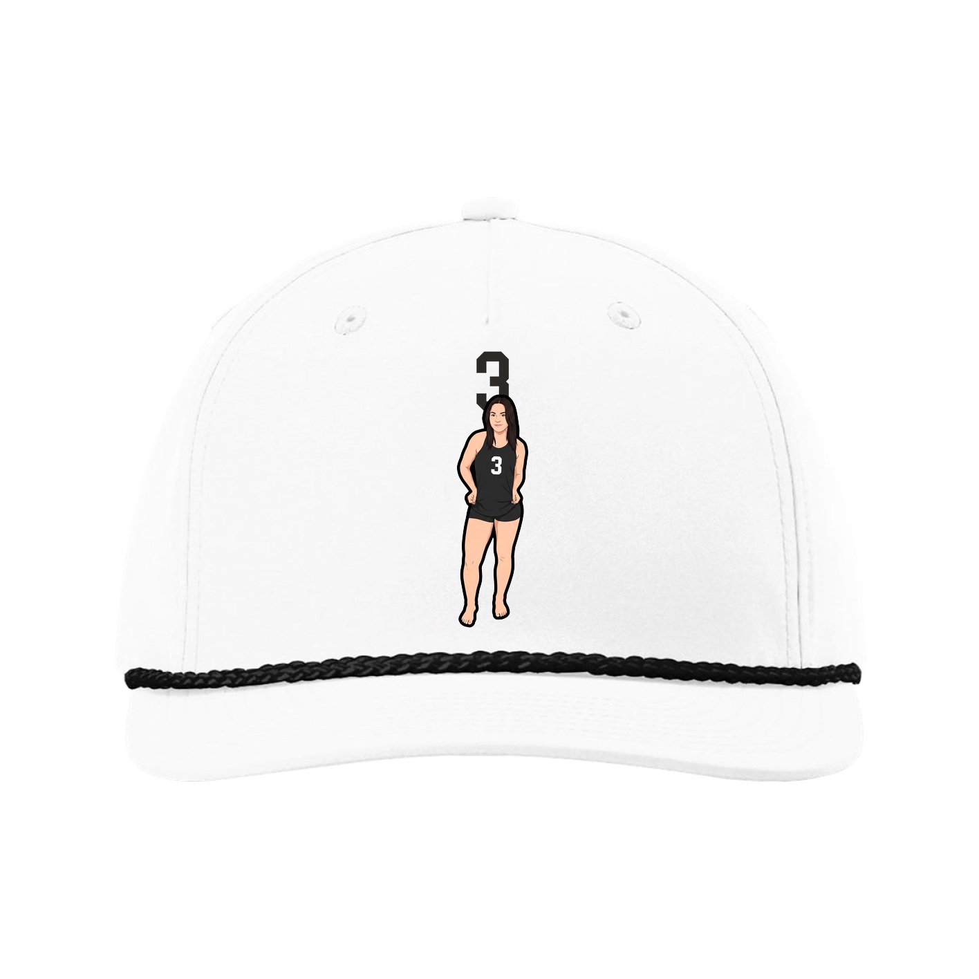 Five-Panel Classic Rope Cap — Number Top in White