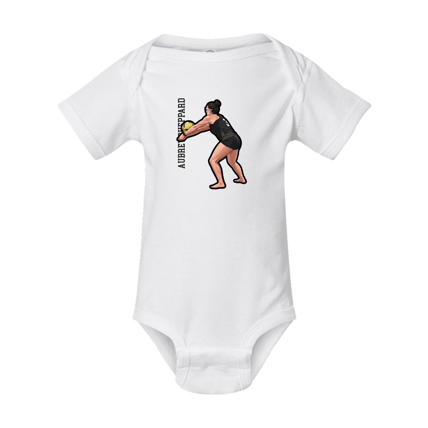 Baby Onesie — Name Vertical in White