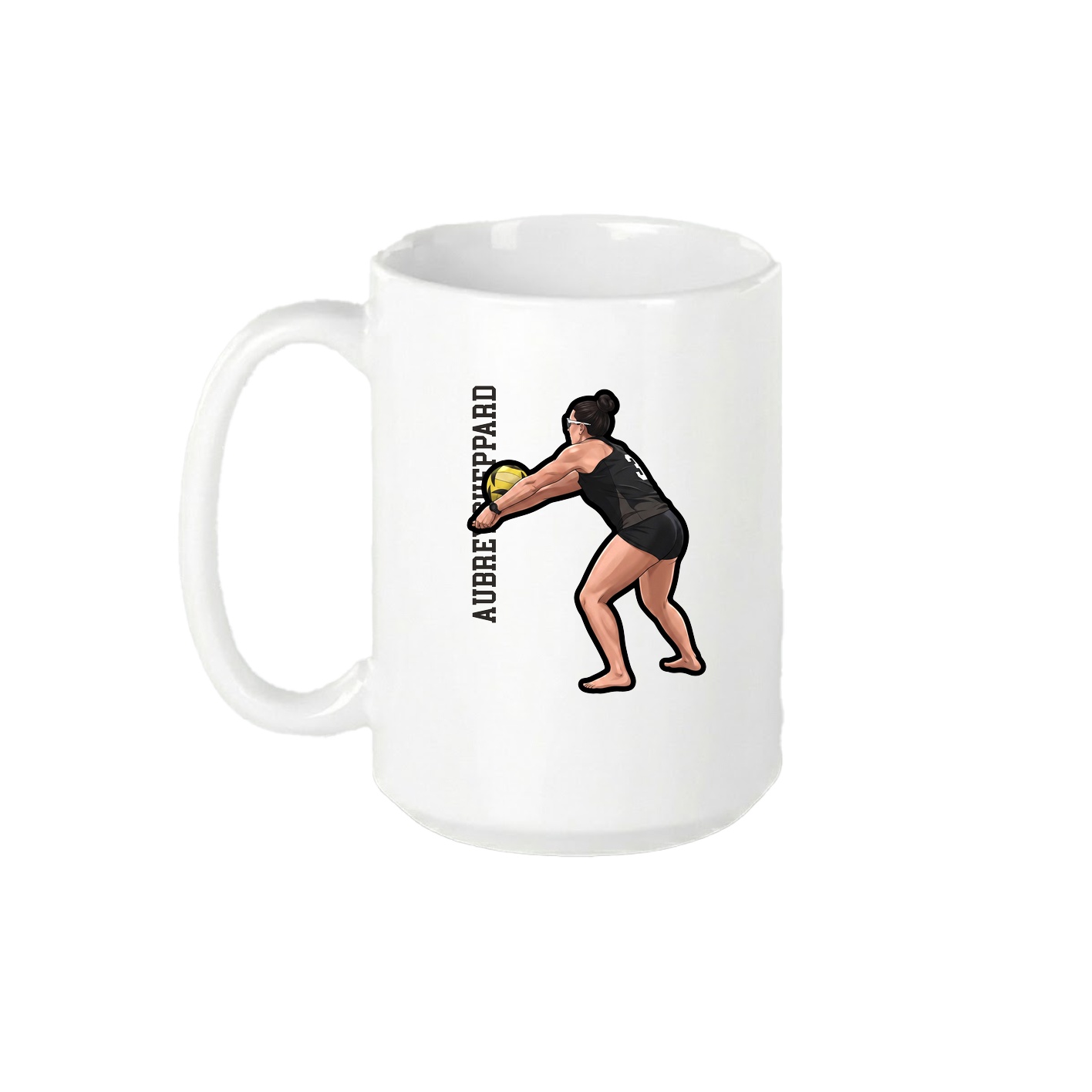 15oz Coffee Mug — Name Vertical in White
