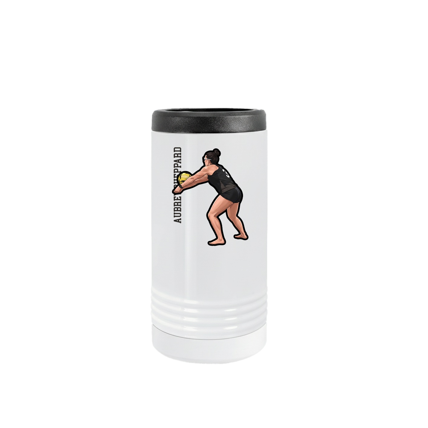 Slim Beverage Holder — Name Vertical in White