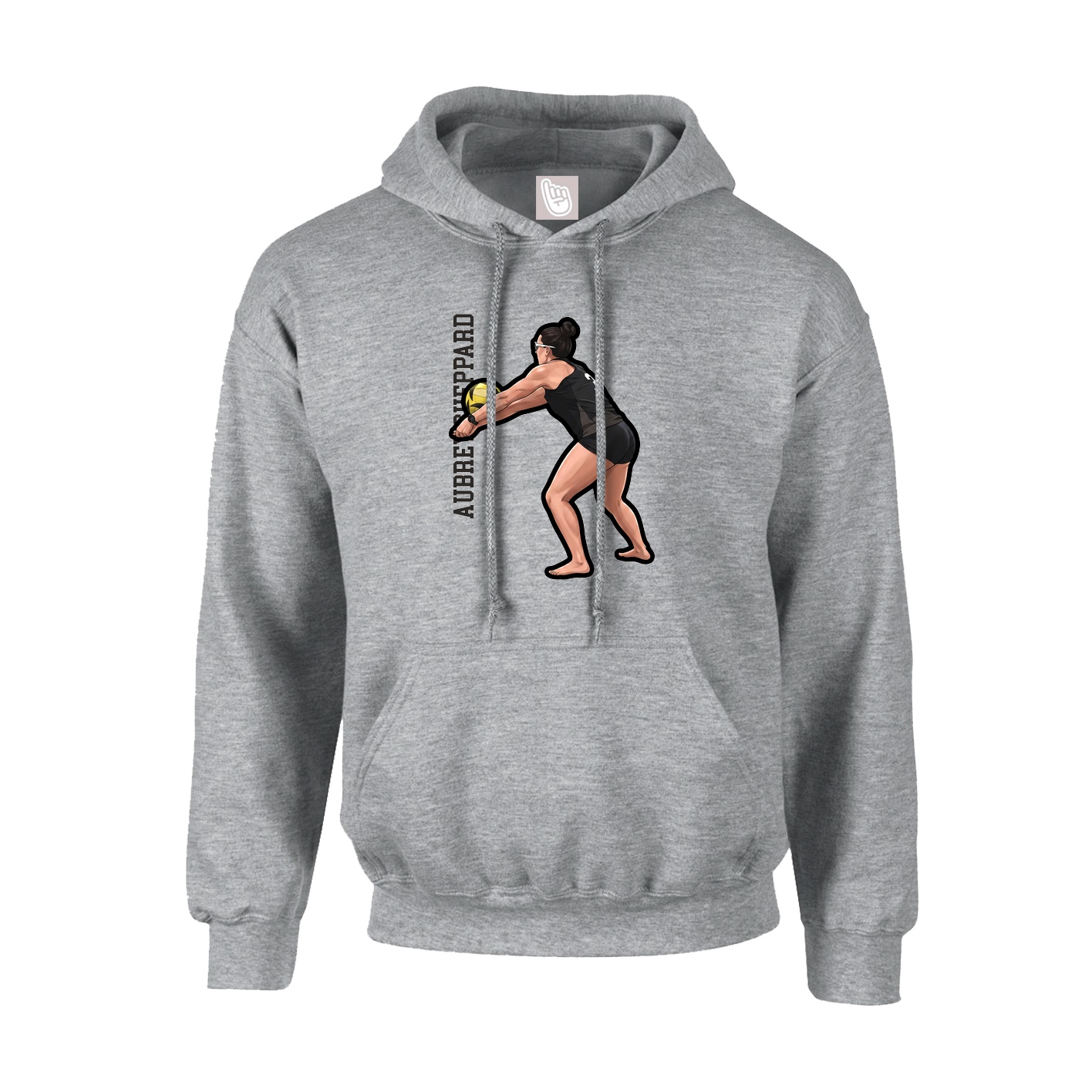 Youth Hoodie — Name Vertical in Grey