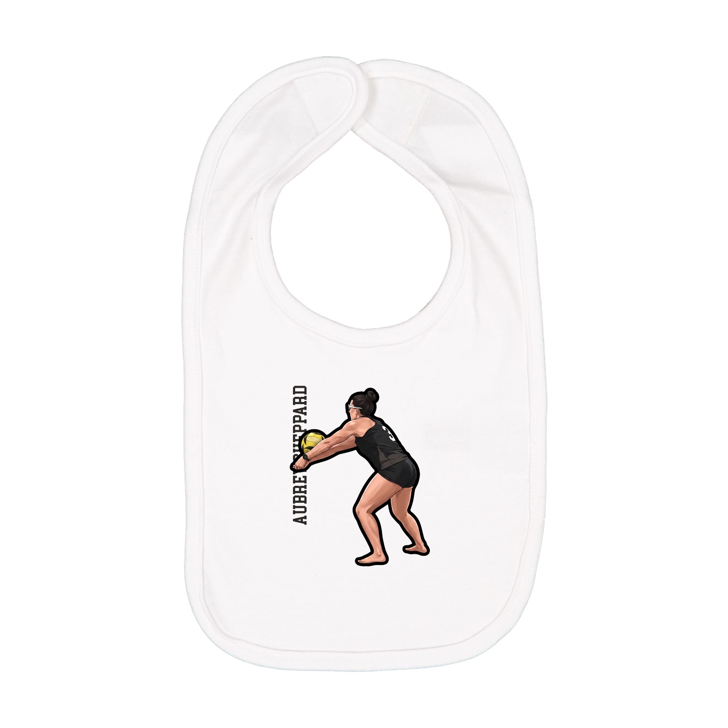 Infant Bib — Name Vertical in White