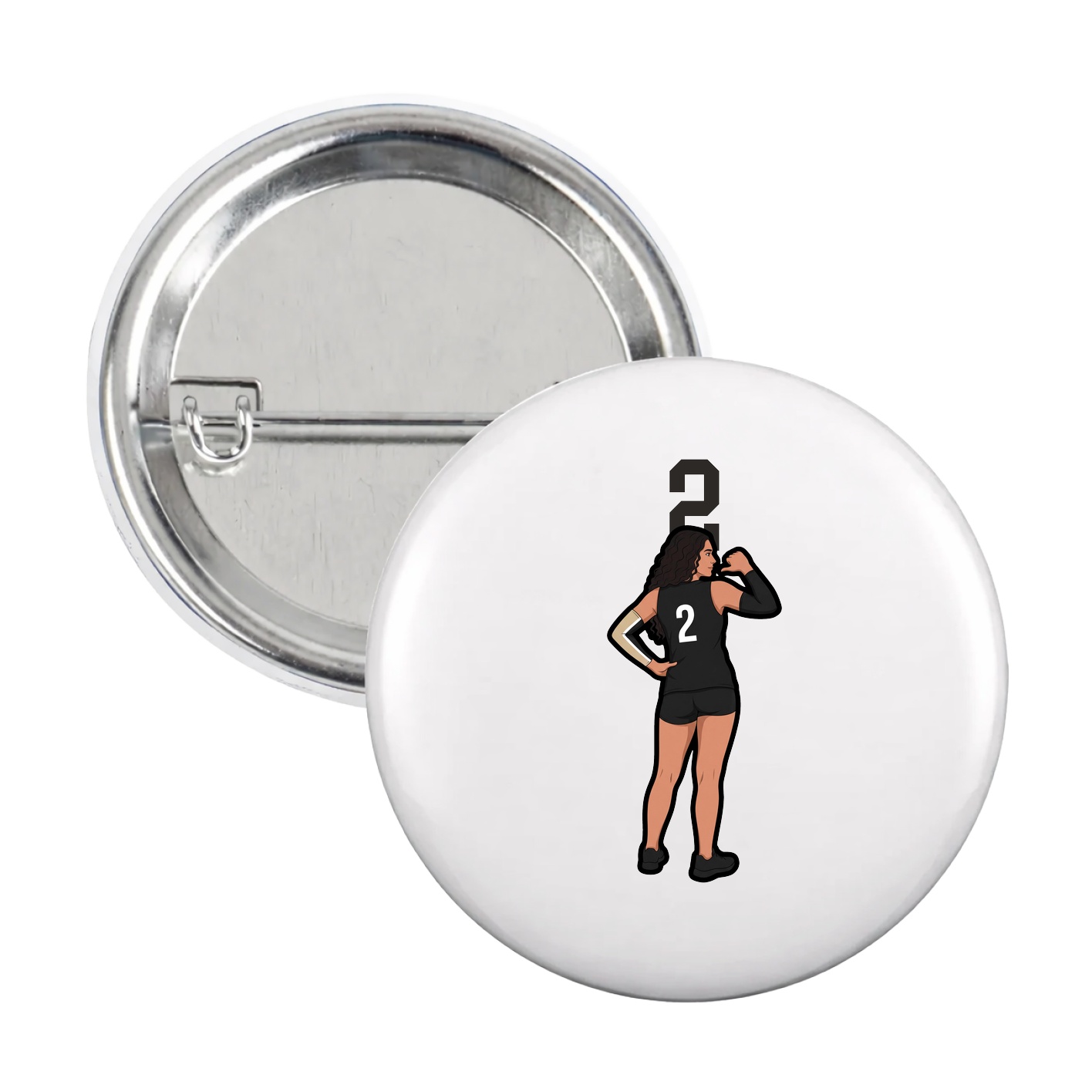 Game Day Button — Number Top in White