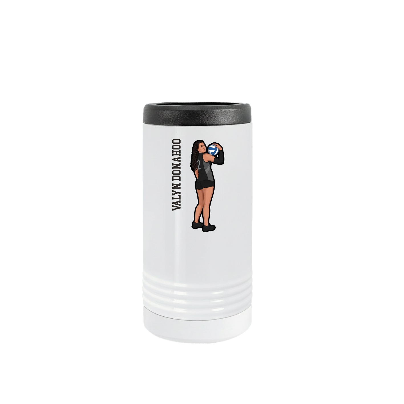 Slim Beverage Holder — Name Vertical in White