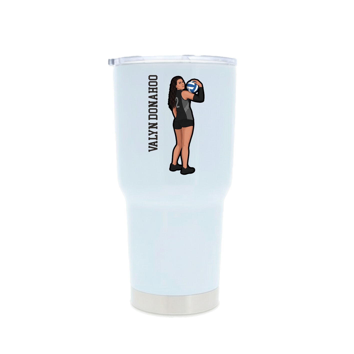 30oz Stainless Steel Tumbler — Name Vertical in White