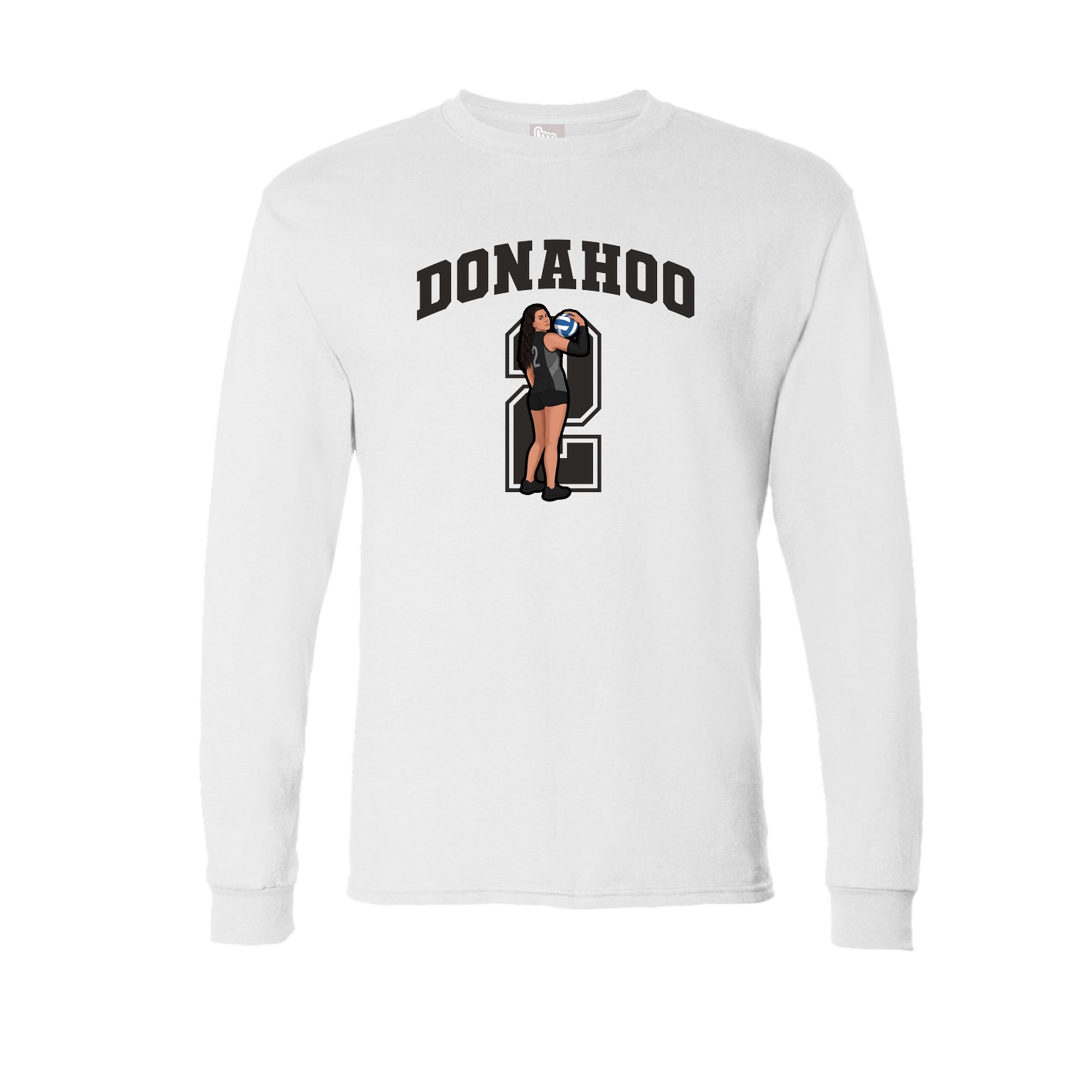 Long Sleeve Tee — Number in White