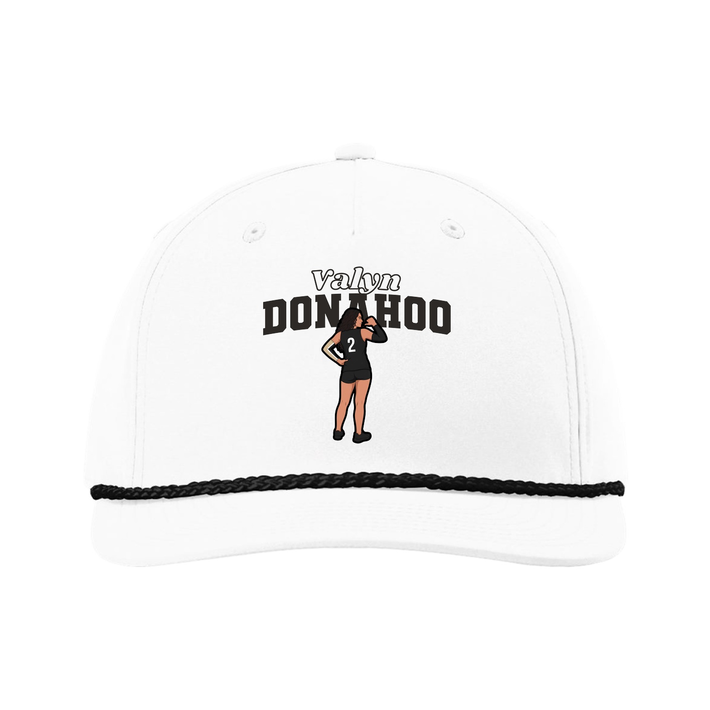 Five-Panel Classic Rope Cap — Name Arch in White