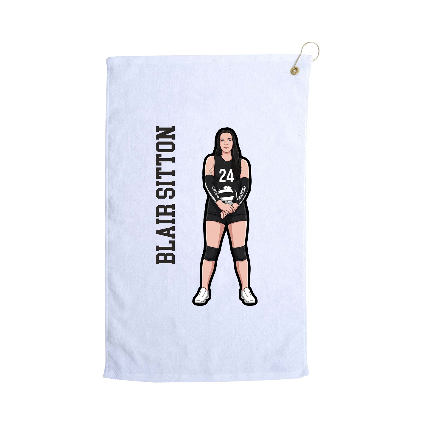 Golf Towel — Name Vertical in White